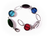 Mehrfarbiges Armband mit Glasperlen mit Silberrand - Glasschmuck