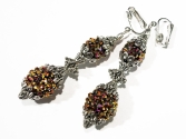 Lange Strass OhrCLIPS in Light Topaz AB und Silberfarben - Strass Schmuck Ohrclips